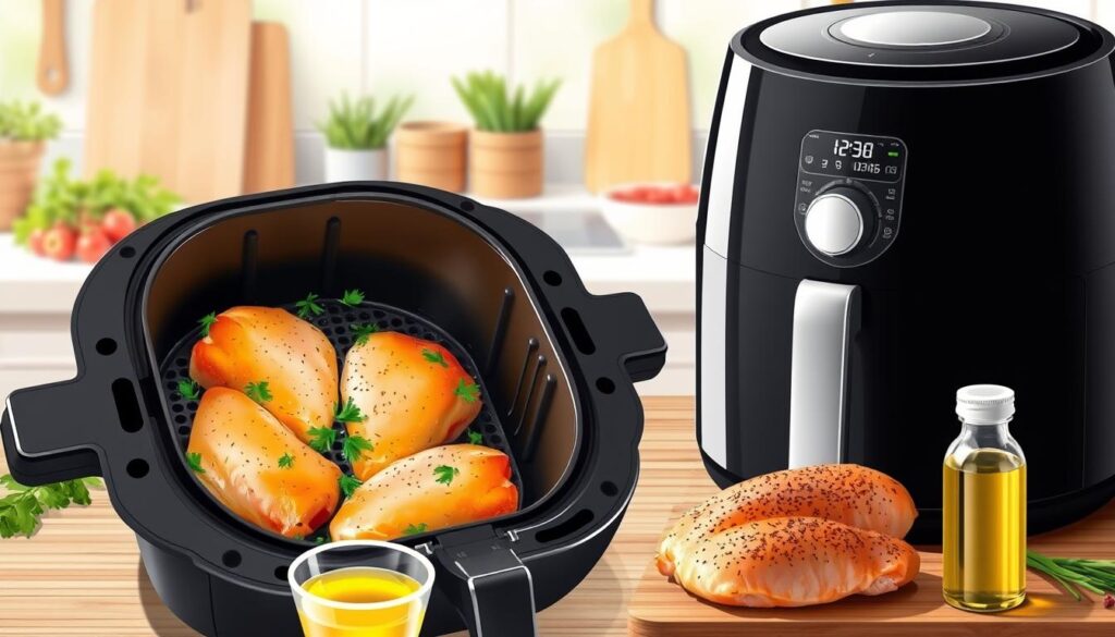 Air fryer chicken cooking process