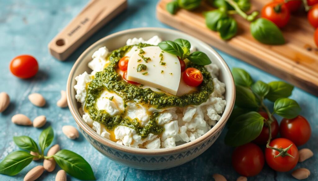 cottage cheese provolone pesto recipe