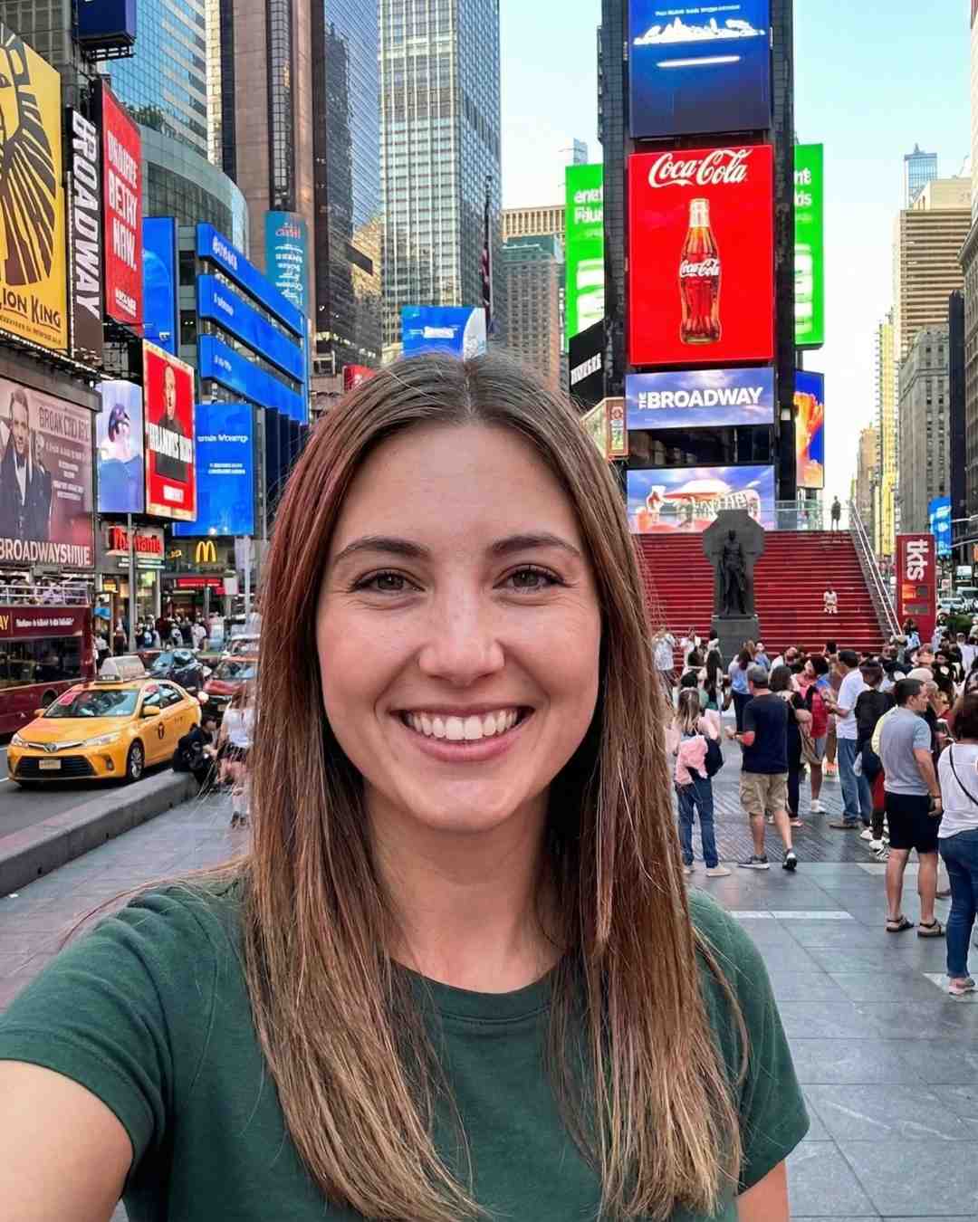 Chef Rose taking a selfie in Times Square